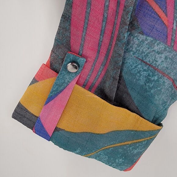 Ava & Grace Blouse Womens Large Colorful Abstract Print Popover 3/4 Sleeves - Picture 8 of 11